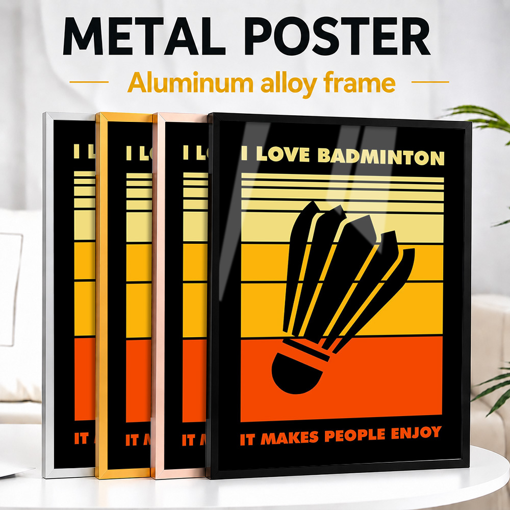 Badminton Poster - Metalowy plakat badmintonski z ramą z
