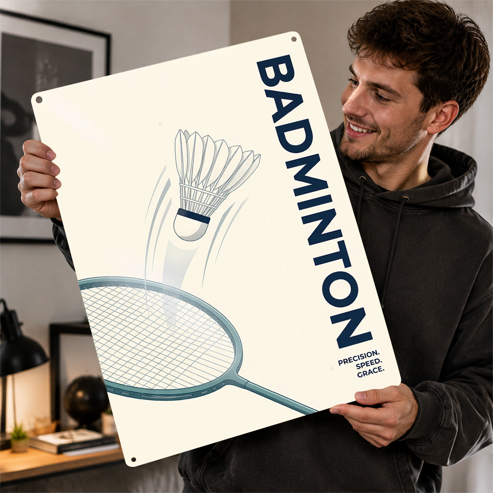 Badminton Poster - Minimalistyczny plakat sportowy z badmintona, retro,